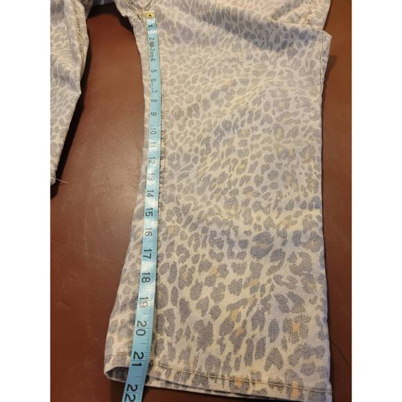 Vtg Jordache Cropped Jeans Tan Black Cheetah Print Mid Rise Skinny Size 14 - Picture 5 of 11